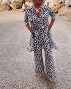 Livia - Vintage Printed Set with Lapels and Buttons