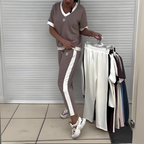 Euphrasie - Women's Casual V-Neck Top and Pants Set