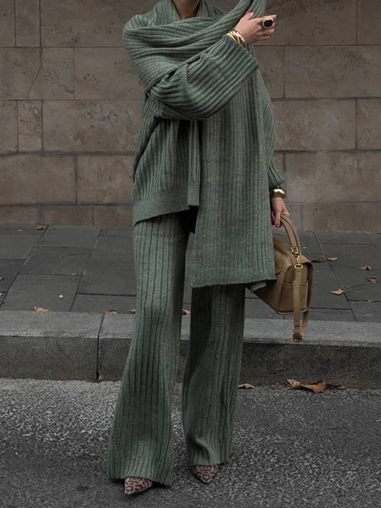 Jeannie - Burgundy set with sweater and wide leg pants