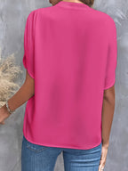 Kiana - Solid Color Blouse with V-Neck