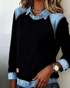 Norvella - Elegant Long Sleeve Blouse with Lapel Collar