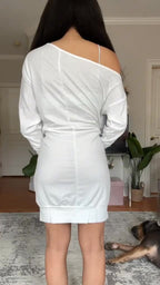 Evarine - Dropped Shoulder Dress with Map Print