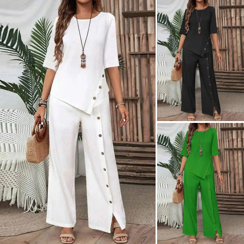 Amelina - Coordinated Set with Buttons for an Elegant and Casual Style