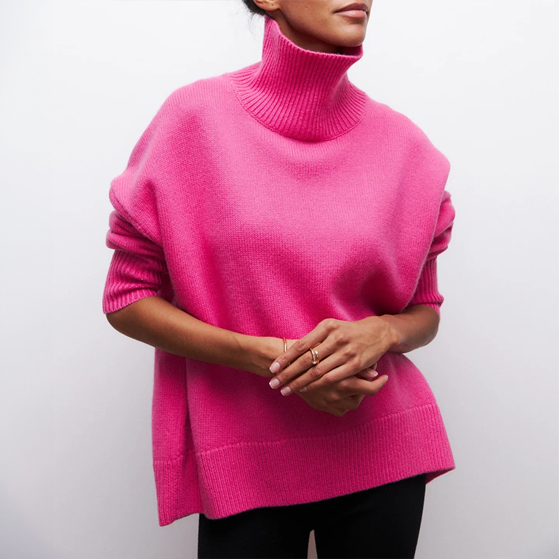 Micheline - Chic Sweater with Ribbed Pockets for Women