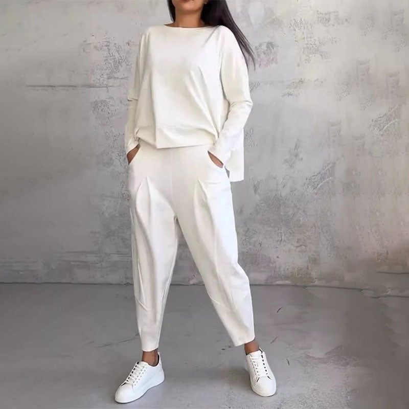 Ophélie - Long Sleeves with Round Neck &amp; Pants 2 Piece Set