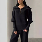 Rie - Women's Knitted Half Zip Sports Set