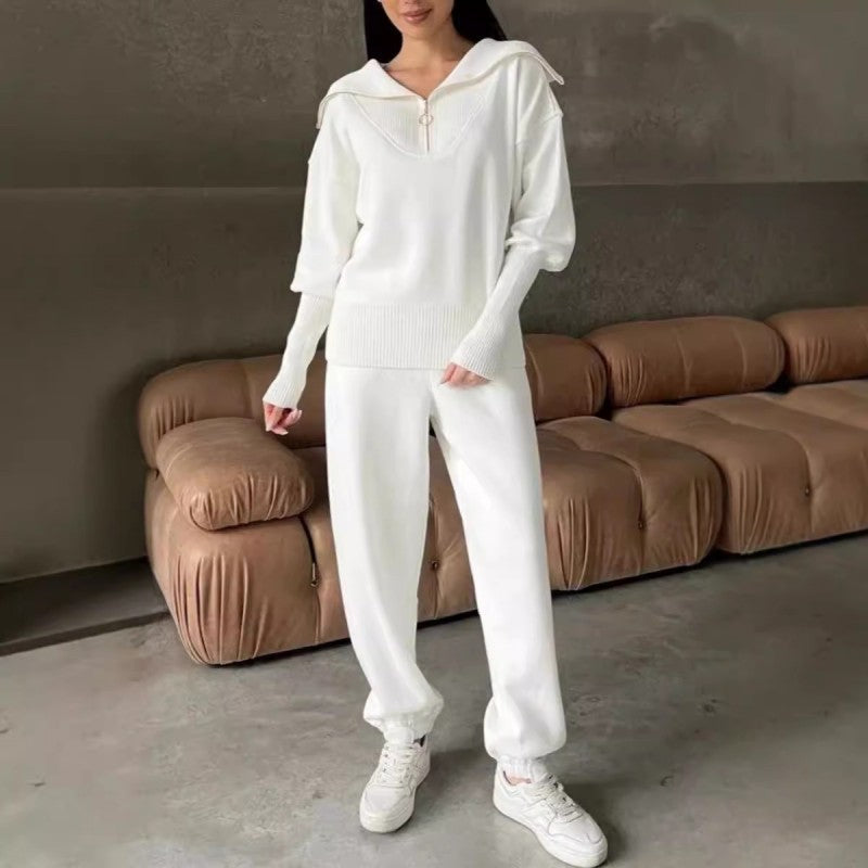 Rie - Women's Knitted Half Zip Sports Set