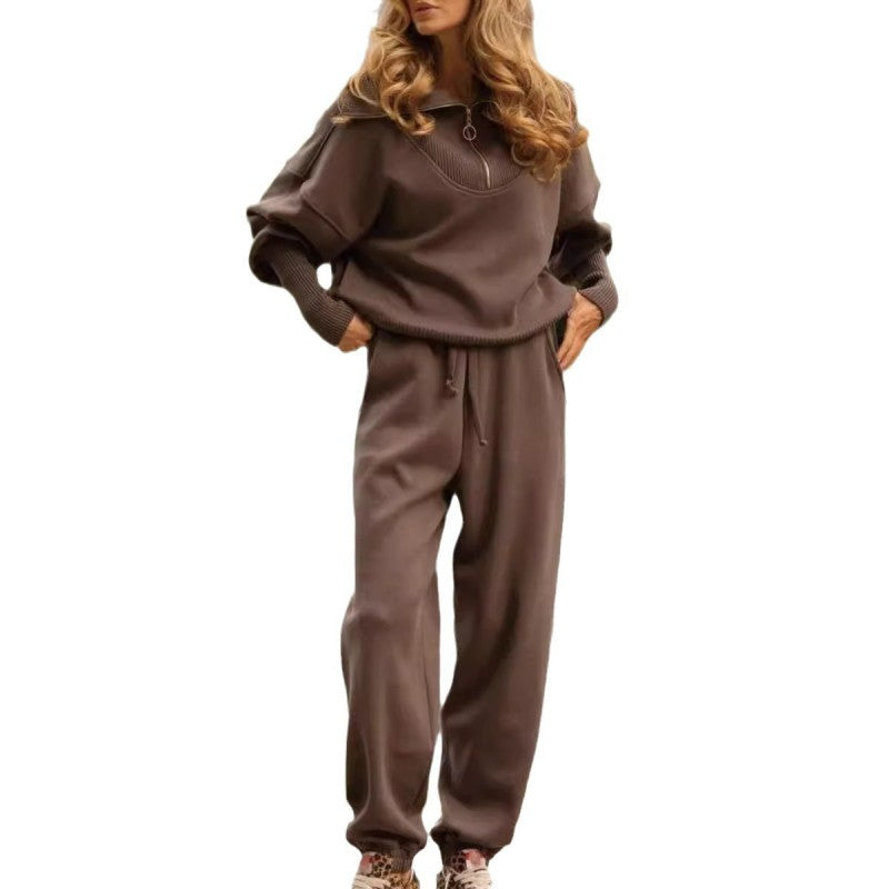 Rie - Women's Knitted Half Zip Sports Set