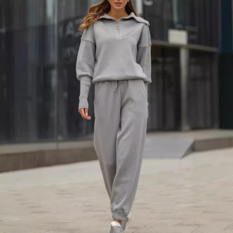 Rie - Women's Knitted Half Zip Sports Set