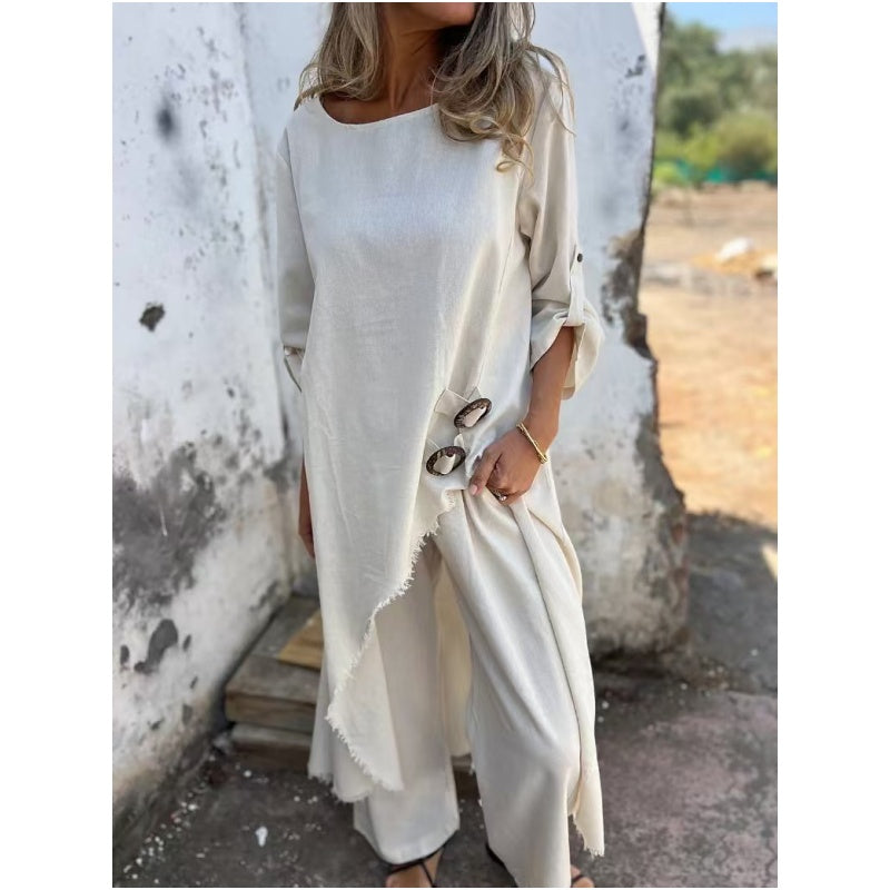 Vela - Elegant cotton and linen suit for women