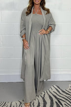 Benoîte - Women's 2-Piece Halter Lace-Up Backless Set with Wide Leg Pants