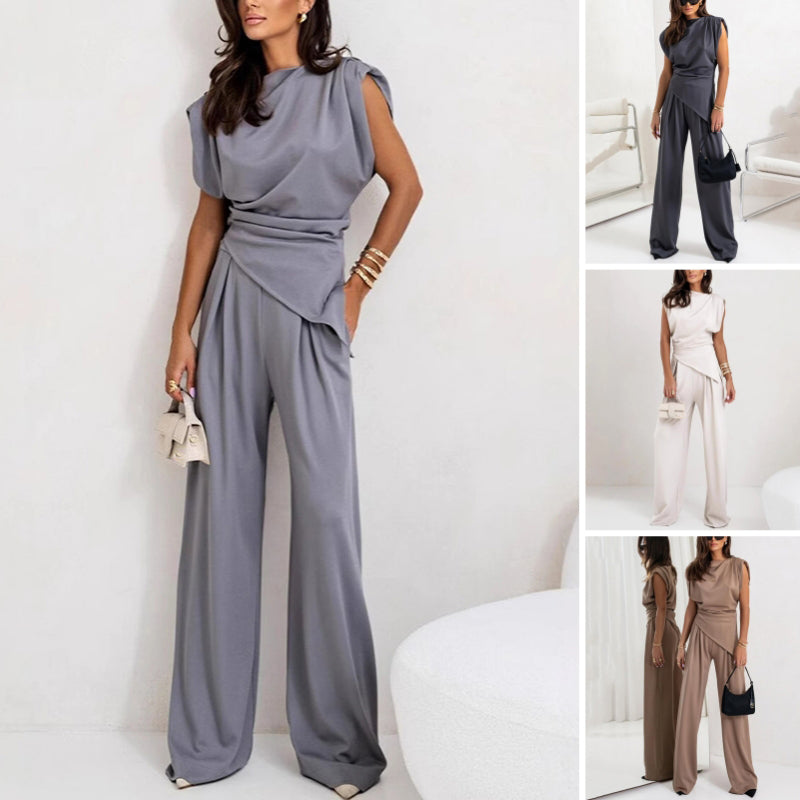 Alya - Women's Elegant Solid Two Piece Set