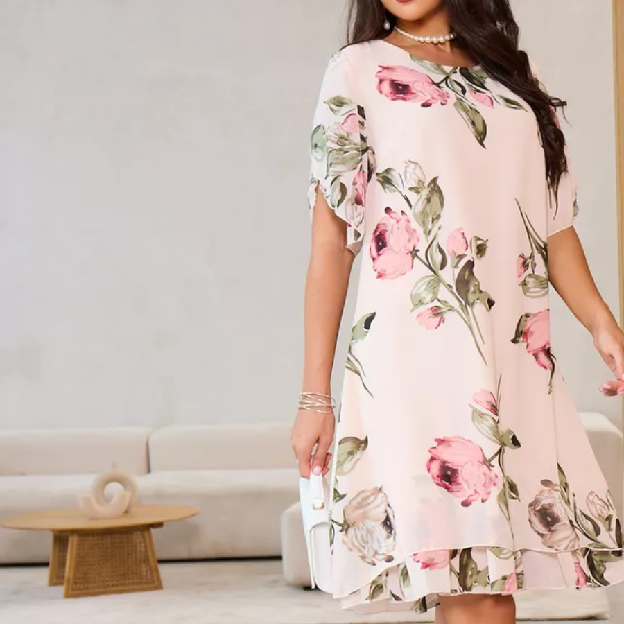 Kalina - Chiffon dress with flower petals