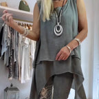 Oriane - Women's Two-Piece Set: Sleeveless Top and Printed Pants