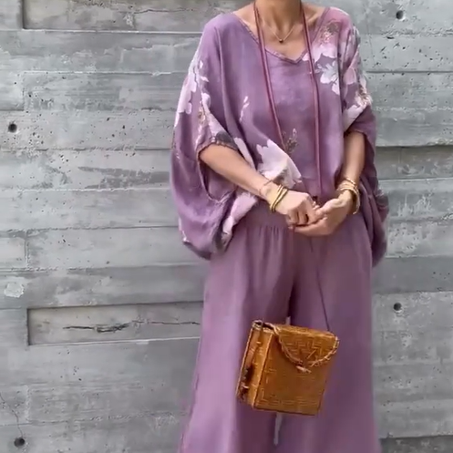 Régine - 2 Piece Loose Printed Chiffon Set