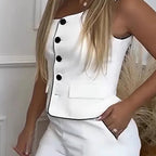 Amara - Women's One Shoulder Top and Wide Leg Pants Set