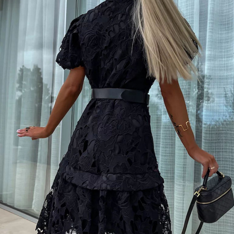 Nikita - Women's Retro Hollow Lace Short Sleeve Dress