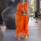 Lenora - Elegant marbled chiffon dresses with print