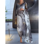 Lenora - Elegant marbled chiffon dresses with print