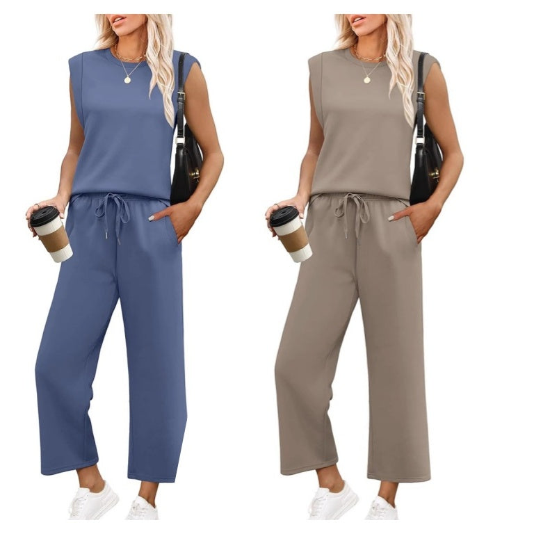 Isa - Women's Casual Sleeveless Top with Wide Leg Pants