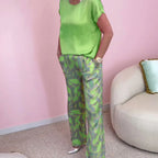 Malika - 2-Piece Set: Top &amp; Wide Printed Pants