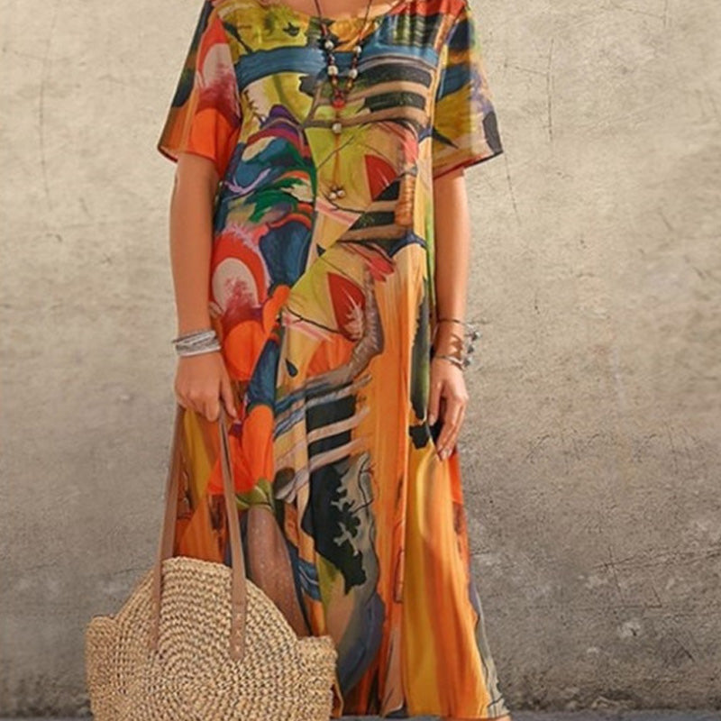 Nyelisse - Flowing dress in bright tropical colors