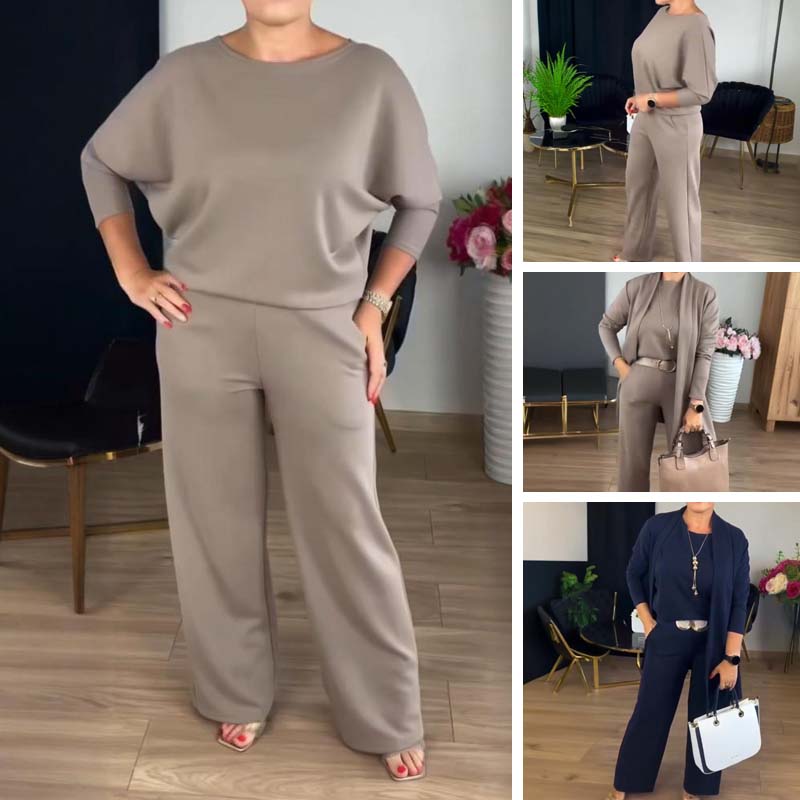 Erisandra™ - Elegant 3-piece set with long cardigan, top and pants